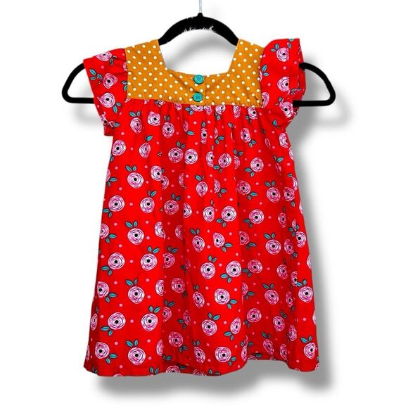 Little Miss Marmalade Vintage Inspired Girls Floral Dress with Flutter Sleeves - Picture 2 of 4